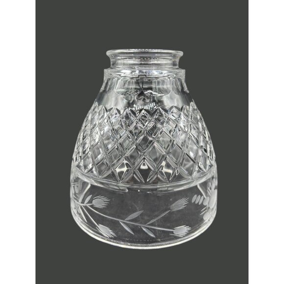 Vintage Pressed Glass Replacement Light Globe Shade Etched Floral & Diamond Patt - Picture 4 of 7